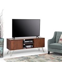 Simpli Home - Hunter SOLID MANGO WOOD 60 inch Wide Industrial TV Media Stand in Umber Brown, Gold... - Angle