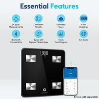Arboleaf Smart Scale for Body Weight, Bluetooth, 14 Key Body Composition Analysis Sync Apps, FSA ... - Angle
