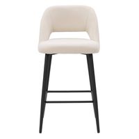 CorLiving - Talia Velvet Counter Height Barstool (Set of 2) - Cream - Angle