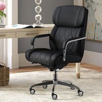 La-Z-Boy - Comfort and Beauty Sutherland Diamond-Quilted Bonded Leather Office Chair - Midnight B... - Angle