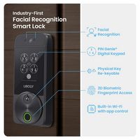 Lockly - Visage Smart Lock Wi-Fi Deadbolt Facial/Keyway/Fingerprint - Matte Black - Angle