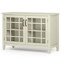 Simpli Home - Connaught Low Storage Cabinet - Antique White - Angle