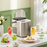 Costway Countertop Ice Maker Portable Ice Making Machine 6-13 Mins 9 Ice 26.5 lbs/24 Hrs Silver -... - Angle