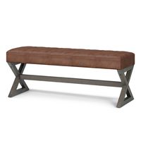 Simpli Home - Salinger Large Ottoman Bench - Distressed Saddle Brown - Angle