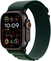 Apple Watch Ultra 2 (GPS+Cellular) 49mm Titanium Case with Dark Green Alpine Loop - Medium - Blac... - Angle