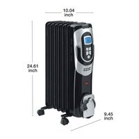 Lifesmart - 1500W Digital Oil Filled Radiator - Black - Angle