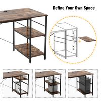 Bestier 59inch L Shaped Desk with Shelves Home Office Gaming Computer Desk - Brown - Angle