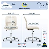 Serta - Essentials Mesh Task Office Chair - Ivory - Angle