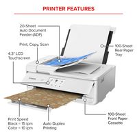 Canon - PIXMA TS9521Ca Wireless All-In-One Inkjet Printer - White - Angle