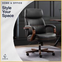 Finch - Neo Two Retro-Modern Mid-Back Office Chair - Black - Angle