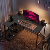 Bestier - 47inch Small L Shaped Desk with Storage Shelves Corner Gaming Computer Desk - black - Angle