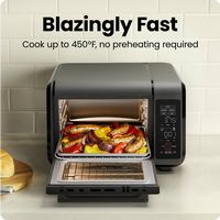 Chefman - EasyAir 15 Qt. Toaster Oven Air Fryer, 5 Cooking Functions & 450°F Max Temperature – Bl... - Angle
