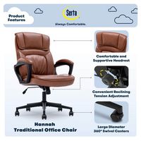 Serta - Hannah Upholstered Executive Office Chair with Pillowed Headrest - Smooth Bonded Leather ... - Angle