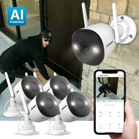 Defender - AI POWERED 4K Guard Pro Wi-Fi 6 Plug-in Security Camera, 4 Pack - White - Angle