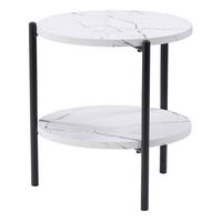 CorLiving - Ayla Marbled Effect Two Tiered End Table - White and Black - Angle