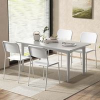 Costway Modern Dining Chairs Set of 4 with Tilted Backrest & Sturdy Metal Legs Plastic - White - Angle