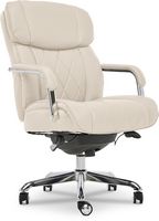 La-Z-Boy - Comfort and Beauty Sutherland Diamond-Quilted Bonded Leather Office Chair - Light Ivory - Angle