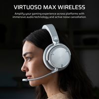 CORSAIR - VIRTUOSO MAX Wireless Gaming Headset for PC, Mac, PS5, PS4, and Mobile - Silver - Angle