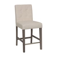 CorLiving - Leila Fabric Square Tufted Counter Height Barstool - Beige - Angle