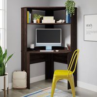 Sauder - Beginnings Corner Computer Desk w/ Hutch & Shelf - Cinnamon Cherry - Angle