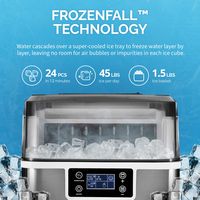 NewAir - 45 lbs. Portable Countertop Clear Ice Maker with FrozenFall Technology - Stainless Steel - Angle
