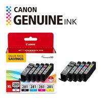 Canon - PGI-280 XL / CLI-281 5-Pack High-Yield - Pigment Black, Standard Capacity Ink Cartridges ... - Angle