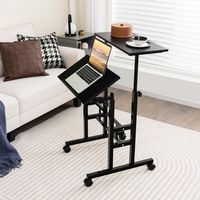 Costway - Mobile Standing Laptop Desk - Black - Angle
