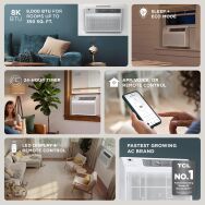 TCL - 350 Sq. Ft. 8,000 BTU Smart Window Air Conditioner - White - Angle