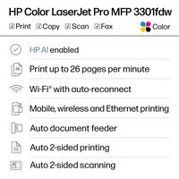 HP - LaserJet Pro MFP 3301fdw Wireless AI-Enabled Color All-in-One Laser Printer - White & Slate - Angle