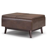 Simpli Home - Owen Tray Top Small Coffee Table Storage Ottoman - Distressed Chestnut Brown - Angle