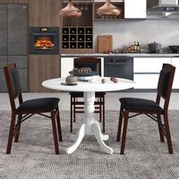Costway 4-Person Dining Table Wooden Kitchen Table with Solid Rubber Wood Frame for Kitchen - White - Angle