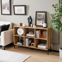 Costway - 6 Cube Storage Shelf Organizer Bookcase Square Cubby Cabinet Bedroom - Natural - Angle