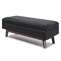 Simpli Home - Owen Rectangular Storage Ottoman - Midnight Black - Angle