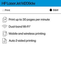 HP - LaserJet M209dw Wireless Black-and-White Laser Printer - White & Slate - Angle