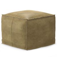 Simpli Home - Sheffield Square Pouf - Distressed Sandcastle - Angle