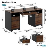 Bestier - 59-Inch Computer Gaming Desk with Four Drawers Executive Office Desk with File Drawer -... - Angle