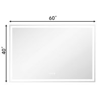 LOVMOR - 60 x 40 Inches Tempered Glass LED Bathroom Mirror with Anti-Fog & 3-Color Dimmable Light... - Angle