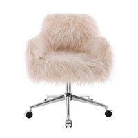 Linon Home Décor - Diehm Faux Fur Adjustable Office Chair With Arms - Pink - Angle