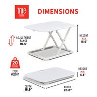 True Seating - Ergonomic 5-Level Height Adjustable Sit-to-Stand Laptop or Monitor Riser - White - Angle
