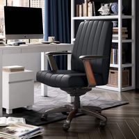 La-Z-Boy - Bennett Bonded Leather Executive High-Back Ergonomic Office Chair - Black - Angle