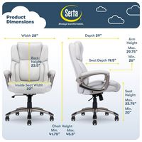 Serta - Garret Bonded Leather Executive Office Chair with Premium Cushioning - White - Angle