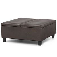 Simpli Home - Ellis Coffee Table Storage Ottoman - Distressed Brown - Angle