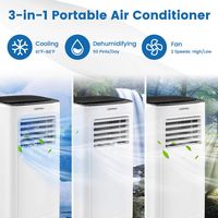 Costway 6000 BTU Portable Air Conditioner Cools up to 280 sq.ft 3-in-1 AC Unit with Cool Dehum Fa... - Angle
