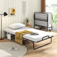 Costway Folding Bed with Memory Foam Mattress & Pillow Dust Cover Metal Frame 75