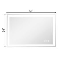 LOVMOR - 36 x 24 Inches Tempered Glass LED Bathroom Mirror with Anti-Fog & 3-Color Dimmable Light... - Angle