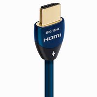 AudioQuest - Sky 48 9.8' 4K-8K-10K 48Gbps In-Wall Rated HDMI Cable - Black with Blue Stripes - Angle