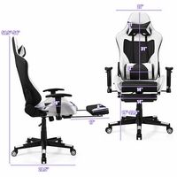 Costway Massage Gaming Chair Reclining Office Chair with Footrest - White - Angle