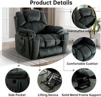 Bestier - Set of 2 40.6 in. W Oversize Power Lift Recliner Chair with Massage and Heating - Light... - Angle