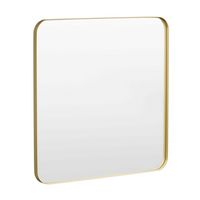 LOVMOR - Tempered Glass Rounded Rectangle Framed Wall-Mounted Bathroom Vanity Mirror - 36