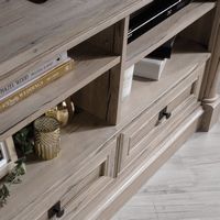 Sauder - Palladia Corner Entertainment Credenza - Split Oak - Angle